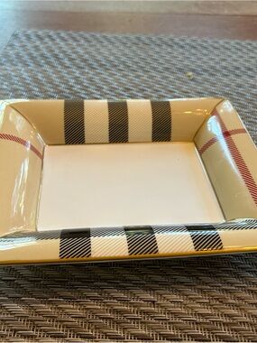 Burberry Ceramic Tray in Cream, Black, Red Plaid